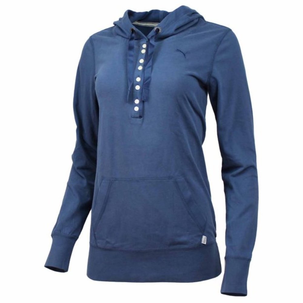 Puma Women's Navy Blue Hooded Pullover Sweatshirt